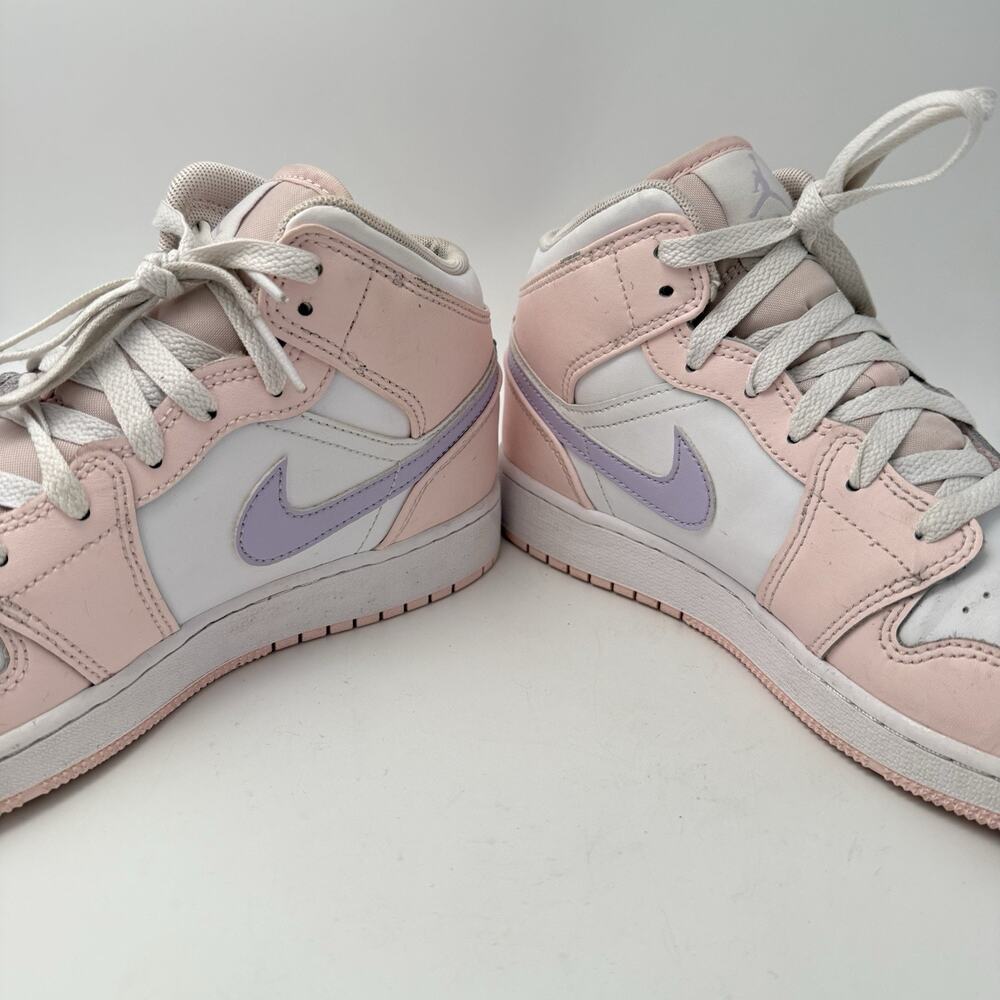NIKE AIR JORDAN 1 MID YOUTH SIZE 5.5 M PINK WASH SNEAKERS FD8780-601 - Picture 6 of 9